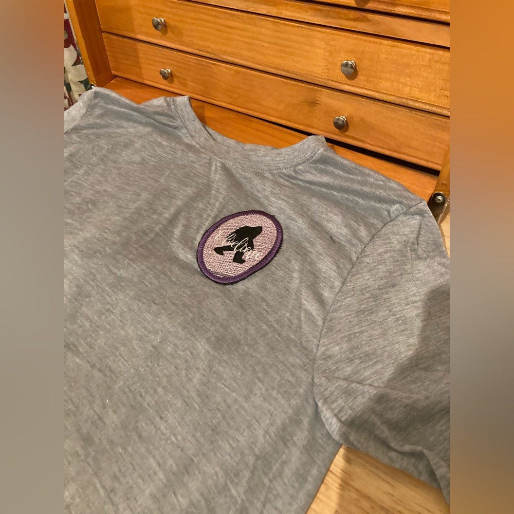 NWT. Gray T-shirt. With big foot patch added.